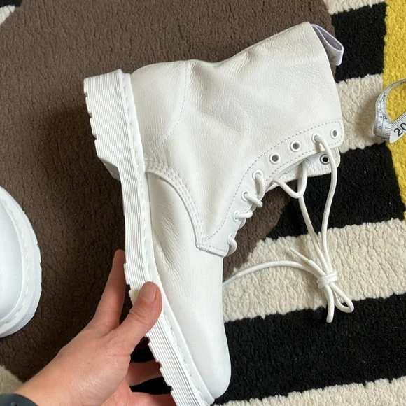Dr Doc Martens white leather ankle boots mono virginia - Picture 4 of 7